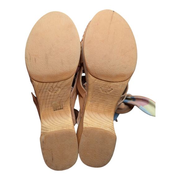 Free People Emmy Camel Tan Leather Suede Ankle Wrap Clog Sandals EU 39 US 8.5 - Picture 6 of 8